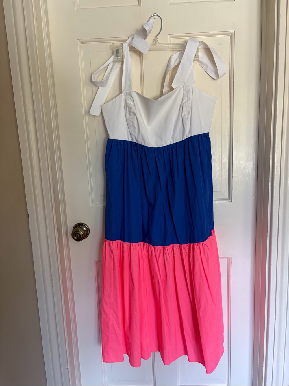 Lilly Pulitzer Colorblock Tie-Shoulder Dress - White, Blue & Pink